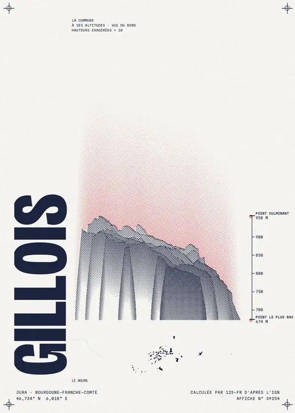 Affiche de Gillois, calculée par 123-fr d'après l'IGN