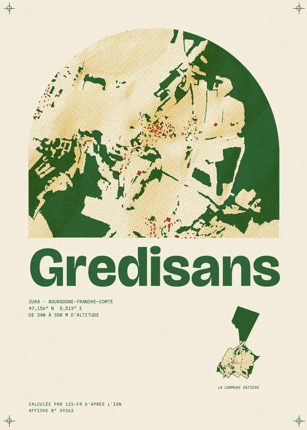 Affiche de Gredisans, calculée par 123-fr d'après l'IGN