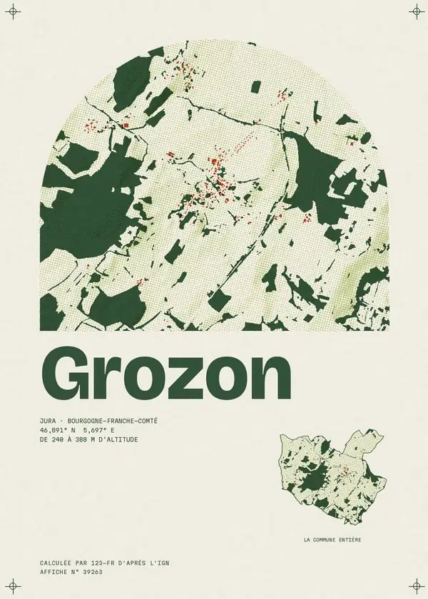 Affiche de Grozon, calculée par 123-fr d'après l'IGN