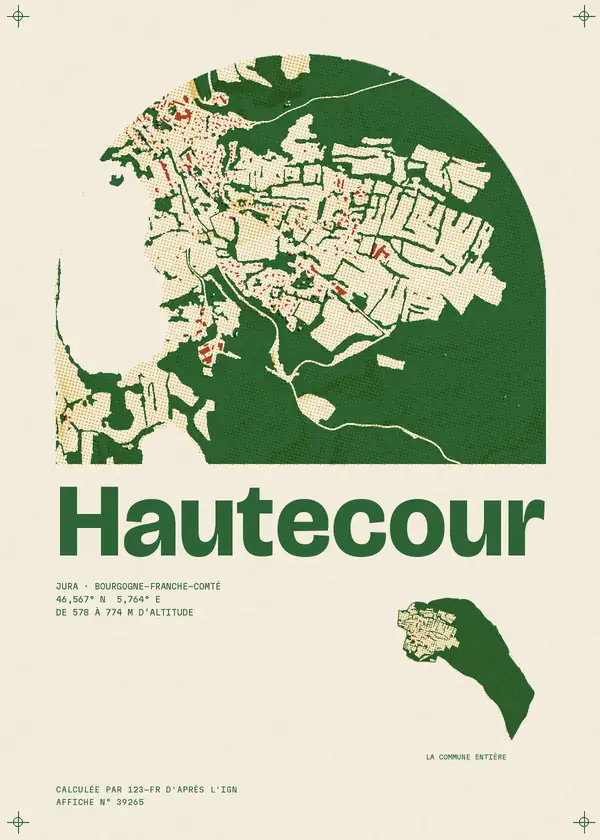 Affiche de Hautecour, calculée par 123-fr d'après l'IGN