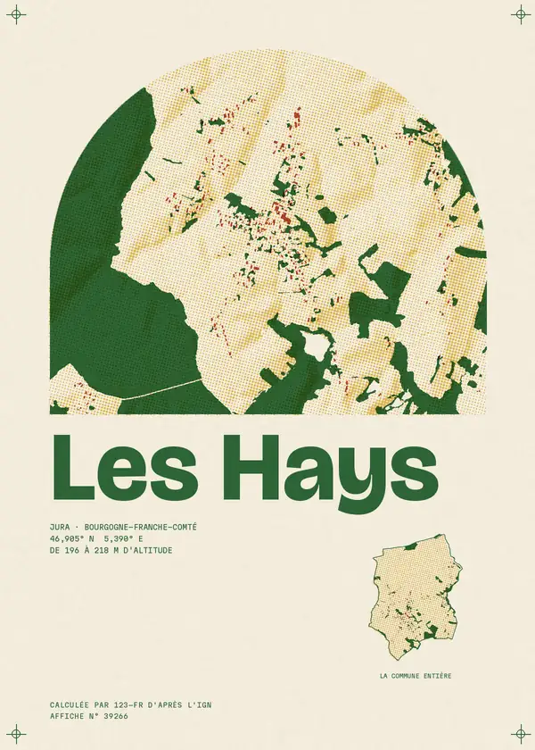 Affiche de Les Hays, calculée par 123-fr d'après l'IGN