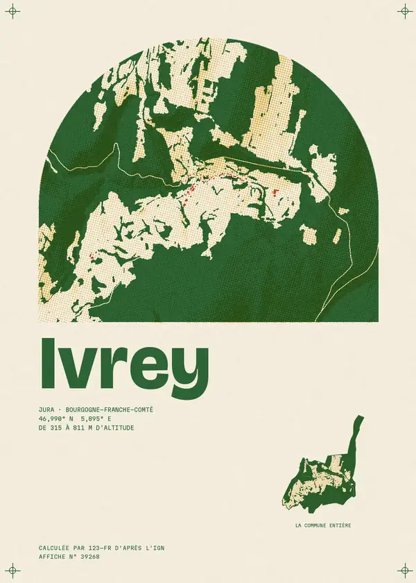Affiche de Ivrey, calculée par 123-fr d'après l'IGN