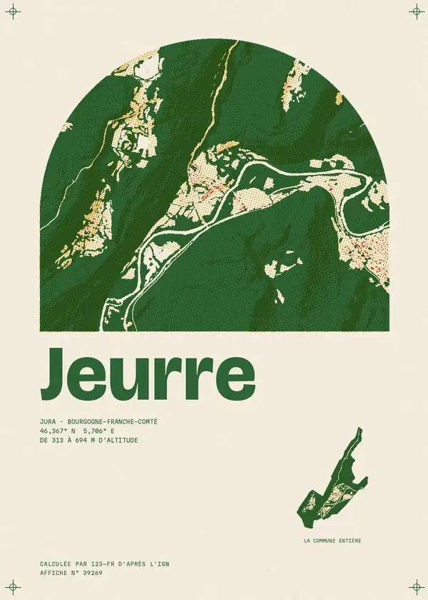 Affiche de Jeurre, calculée par 123-fr d'après l'IGN