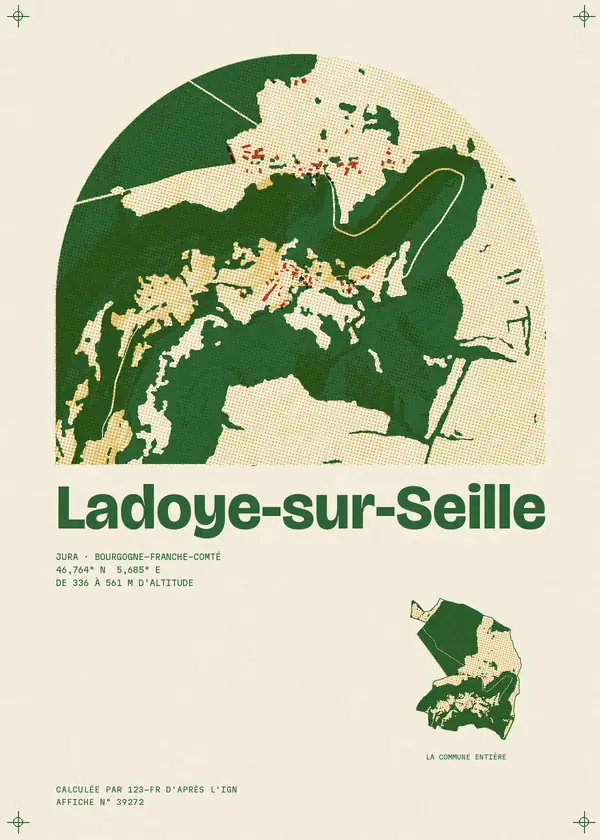 Affiche de Ladoye-sur-Seille, calculée par 123-fr d'après l'IGN