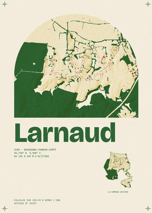 Affiche de Larnaud, calculée par 123-fr d'après l'IGN