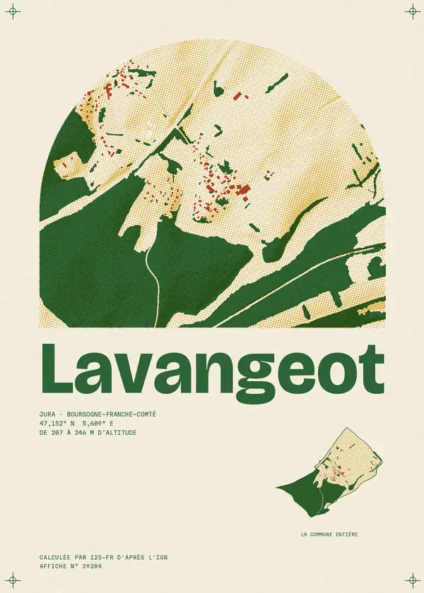 Affiche de Lavangeot, calculée par 123-fr d'après l'IGN