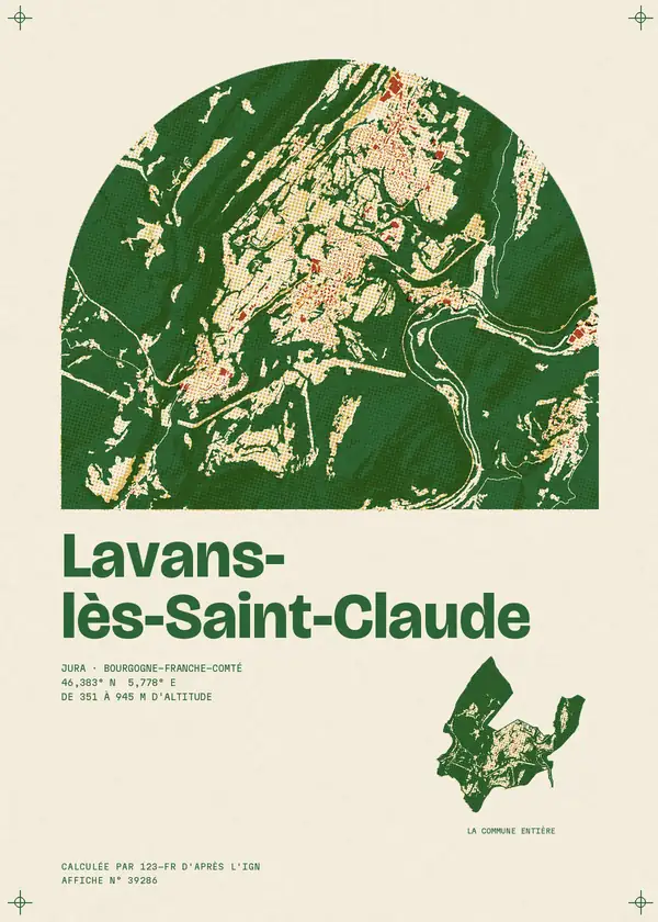 Affiche de Lavans-lès-Saint-Claude, calculée par 123-fr d'après l'IGN