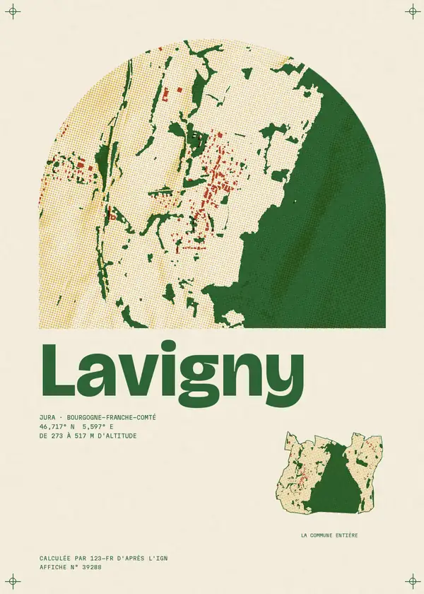 Affiche de Lavigny, calculée par 123-fr d'après l'IGN