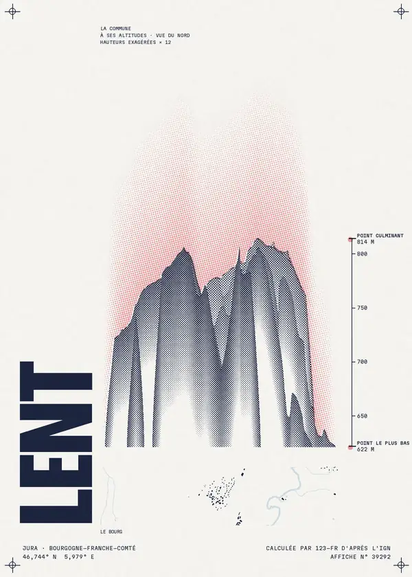 Affiche de Lent, calculée par 123-fr d'après l'IGN