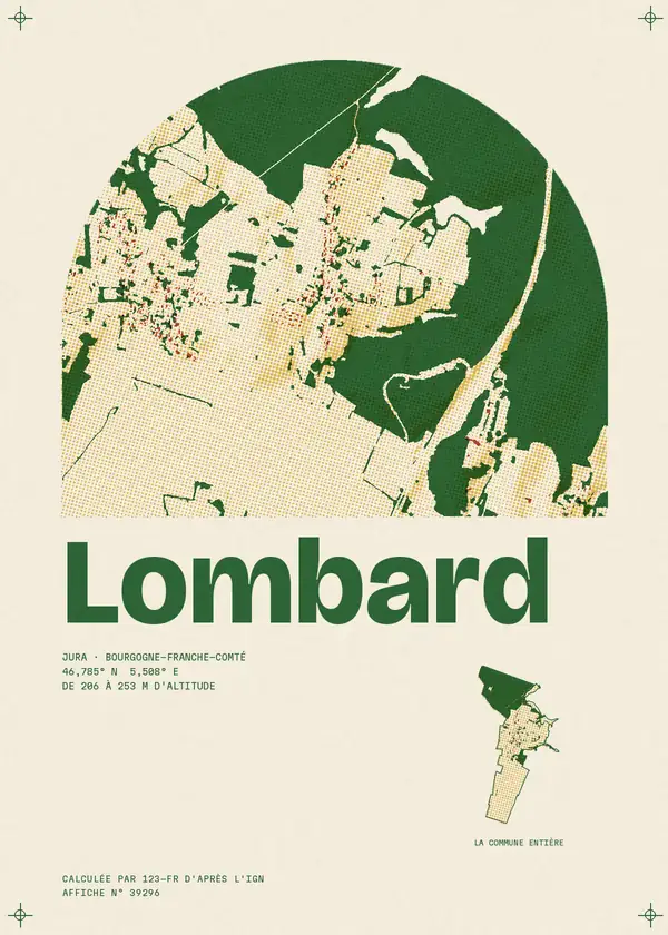 Affiche de Lombard, calculée par 123-fr d'après l'IGN