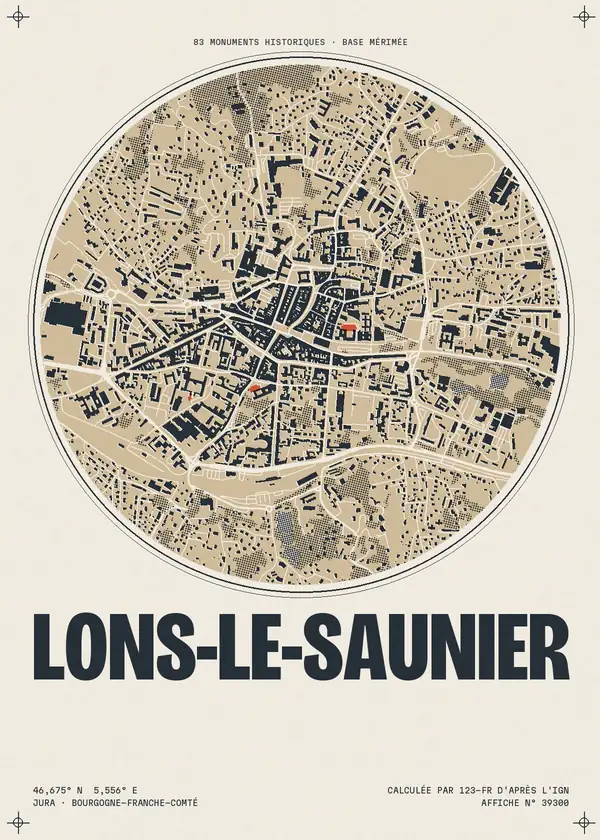 Affiche de Lons-le-Saunier, calculée par 123-fr d'après l'IGN