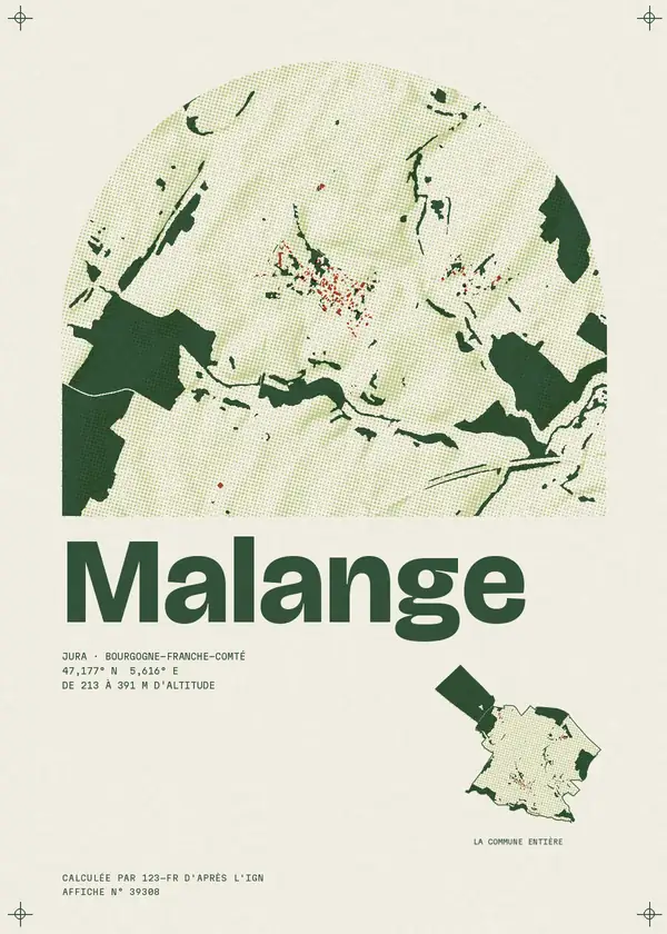 Affiche de Malange, calculée par 123-fr d'après l'IGN