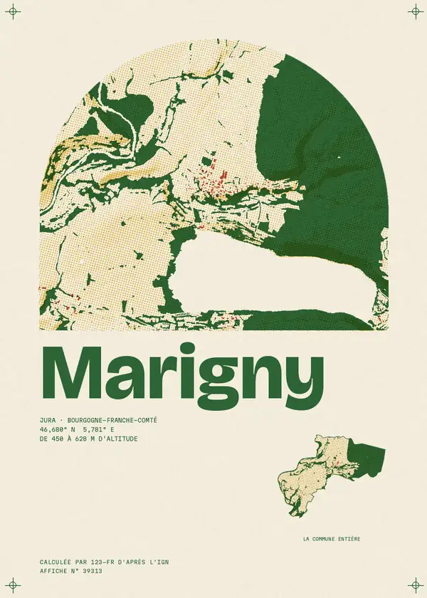 Affiche de Marigny, calculée par 123-fr d'après l'IGN