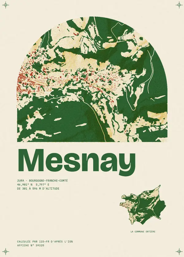 Affiche de Mesnay, calculée par 123-fr d'après l'IGN