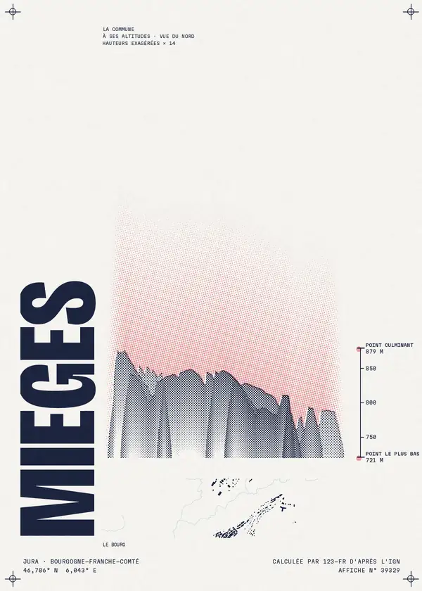 Affiche de Mièges, calculée par 123-fr d'après l'IGN