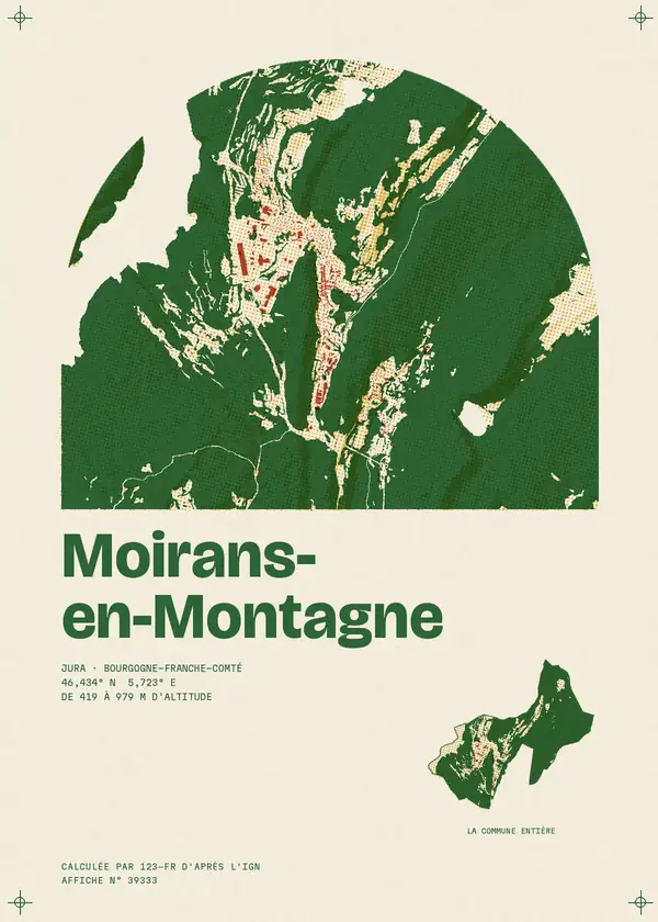 Affiche de Moirans-en-Montagne, calculée par 123-fr d'après l'IGN