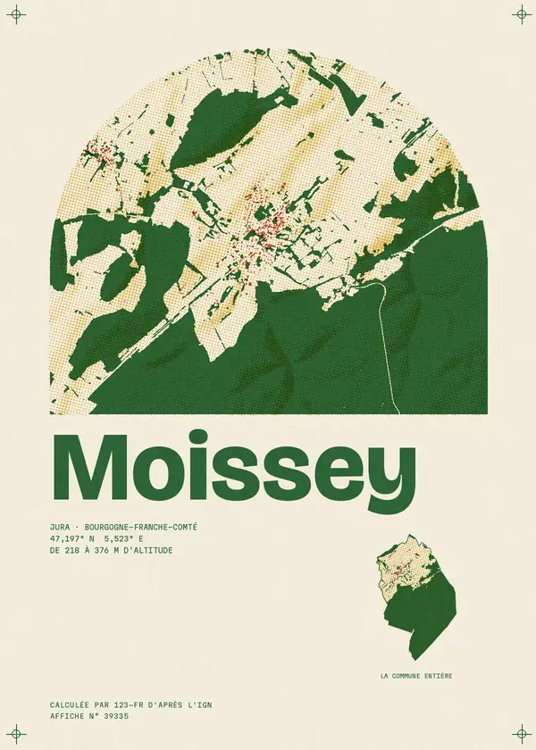 Affiche de Moissey, calculée par 123-fr d'après l'IGN