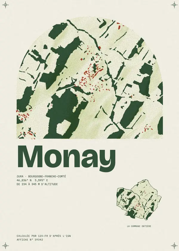 Affiche de Monay, calculée par 123-fr d'après l'IGN