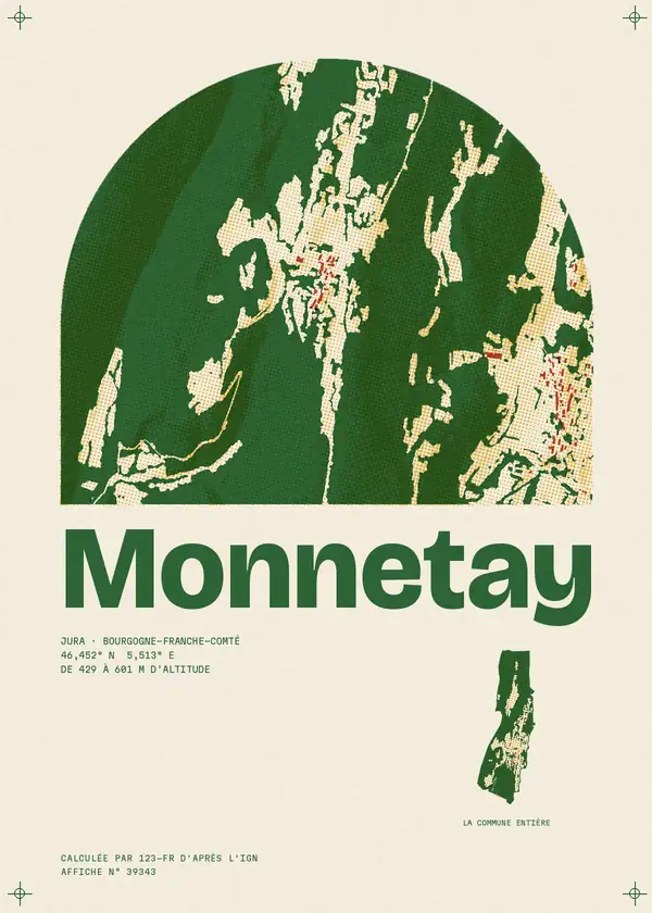 Affiche de Monnetay, calculée par 123-fr d'après l'IGN