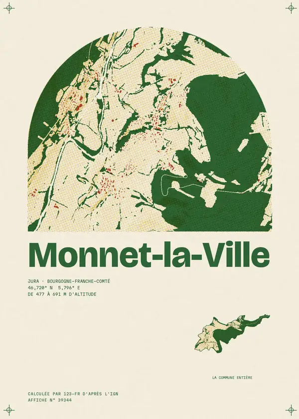 Affiche de Monnet-la-Ville, calculée par 123-fr d'après l'IGN