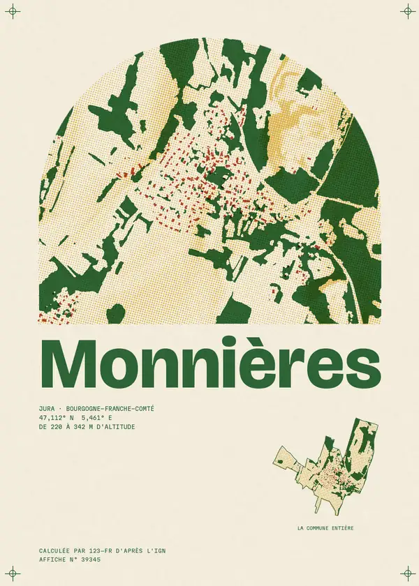 Affiche de Monnières, calculée par 123-fr d'après l'IGN