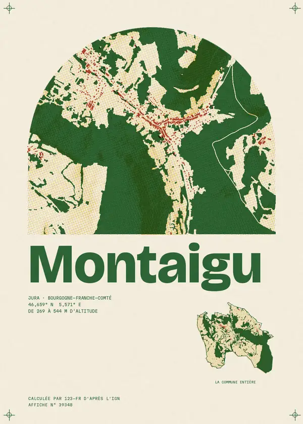 Affiche de Montaigu, calculée par 123-fr d'après l'IGN