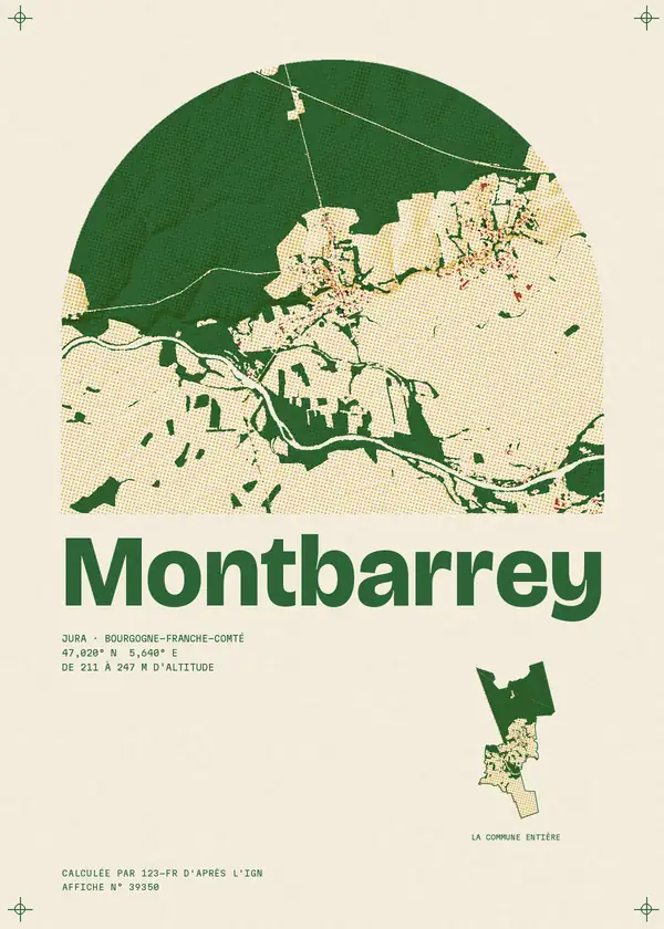 Affiche de Montbarrey, calculée par 123-fr d'après l'IGN