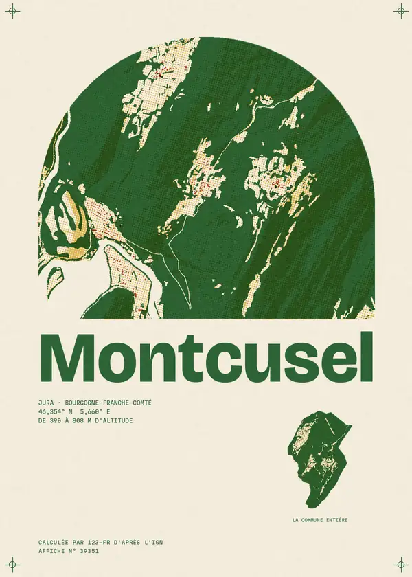 Affiche de Montcusel, calculée par 123-fr d'après l'IGN