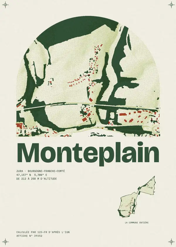 Affiche de Monteplain, calculée par 123-fr d'après l'IGN
