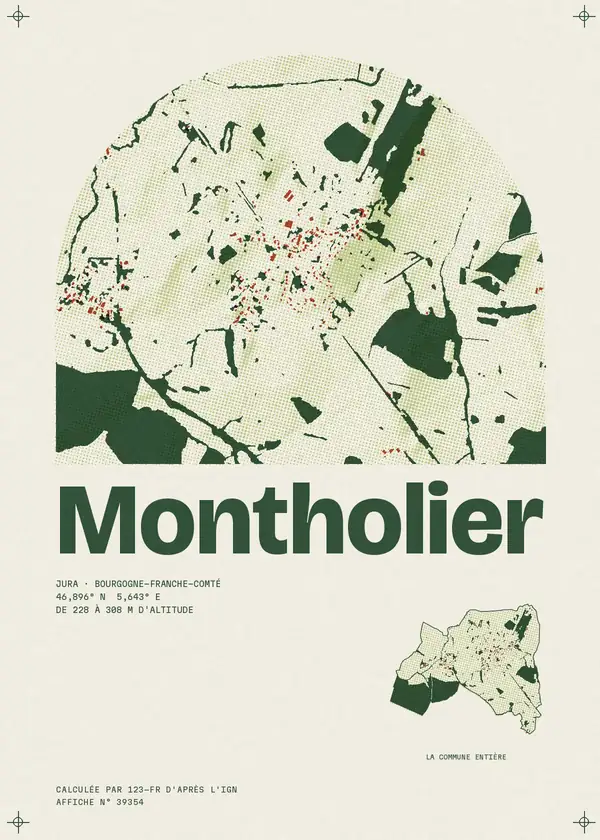 Affiche de Montholier, calculée par 123-fr d'après l'IGN