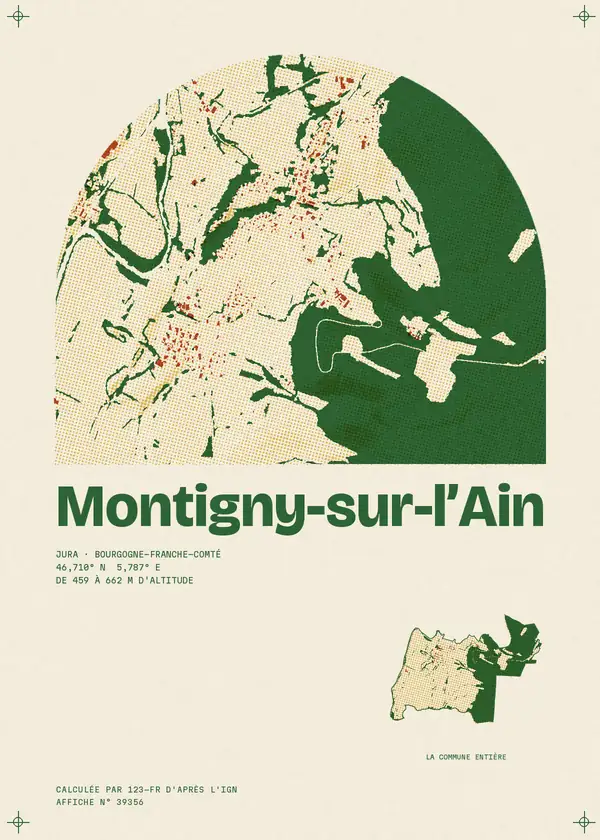 Affiche de Montigny-sur-l'Ain, calculée par 123-fr d'après l'IGN