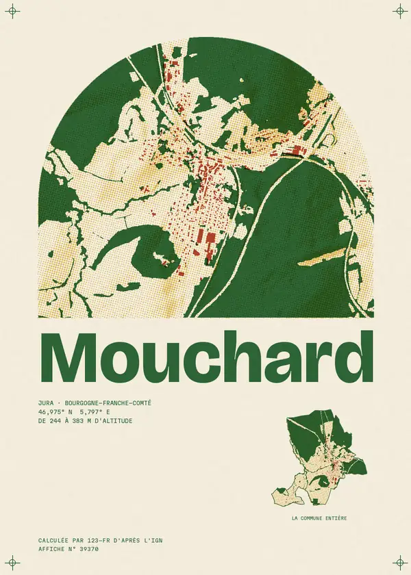Affiche de Mouchard, calculée par 123-fr d'après l'IGN
