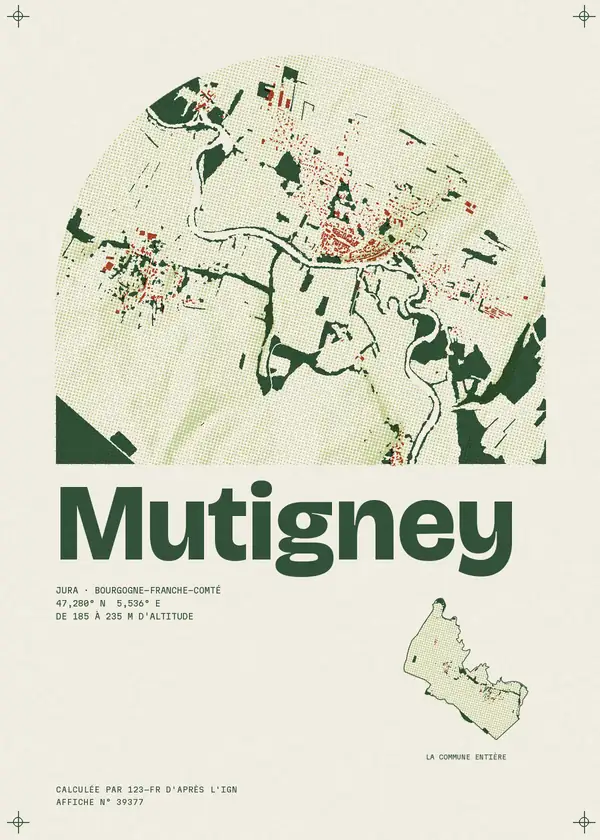 Affiche de Mutigney, calculée par 123-fr d'après l'IGN