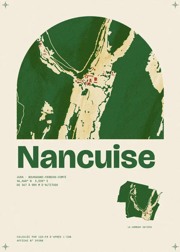Affiche de Nancuise, calculée par 123-fr d'après l'IGN