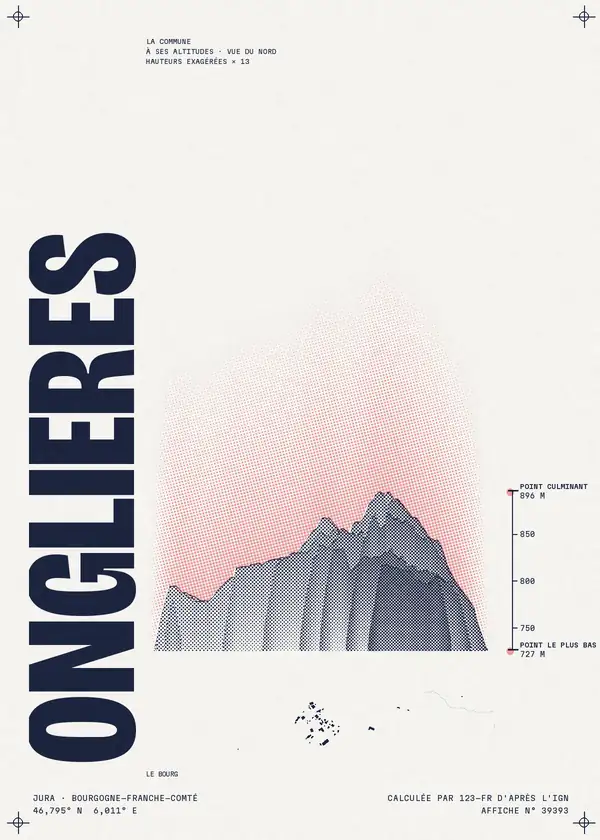 Affiche de Onglières, calculée par 123-fr d'après l'IGN