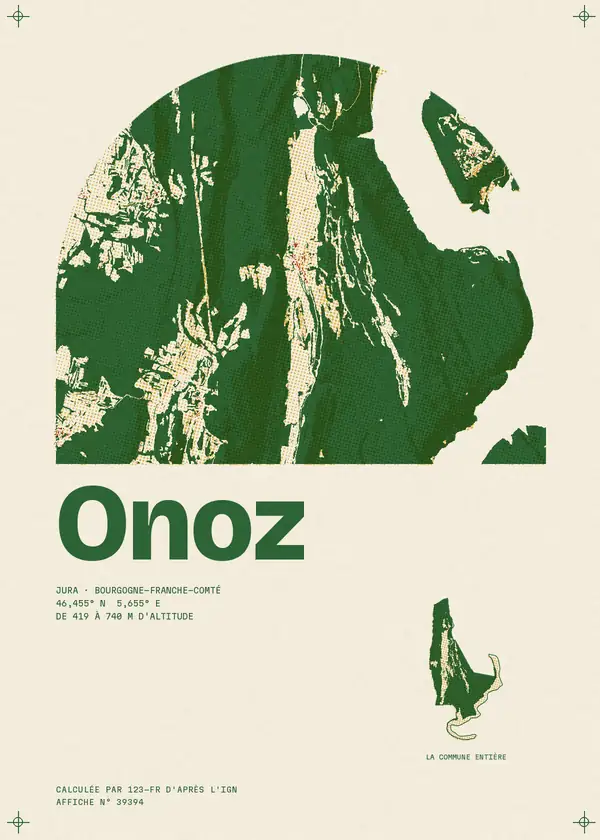 Affiche de Onoz, calculée par 123-fr d'après l'IGN