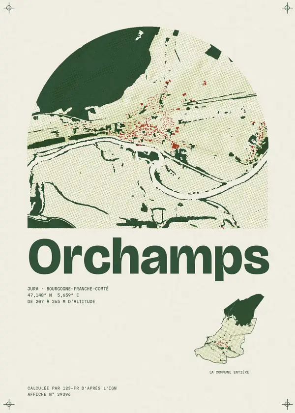 Affiche de Orchamps, calculée par 123-fr d'après l'IGN