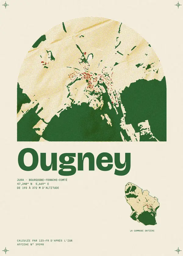 Affiche de Ougney, calculée par 123-fr d'après l'IGN