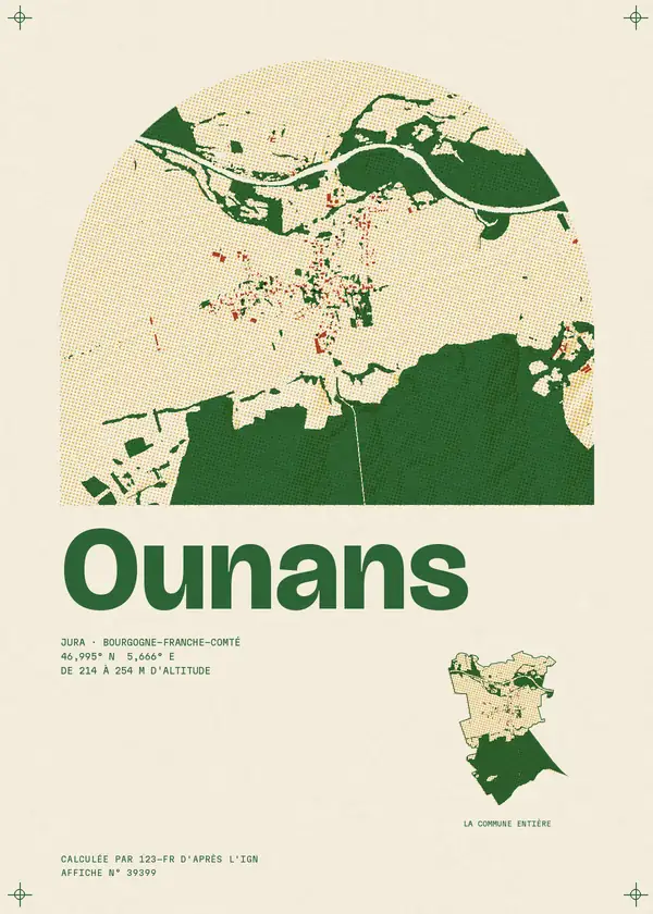 Affiche de Ounans, calculée par 123-fr d'après l'IGN