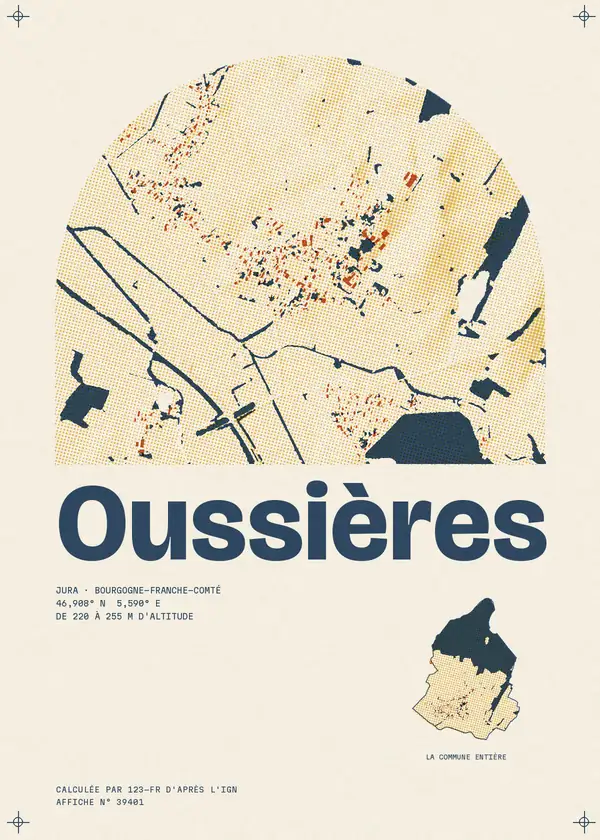 Affiche de Oussières, calculée par 123-fr d'après l'IGN