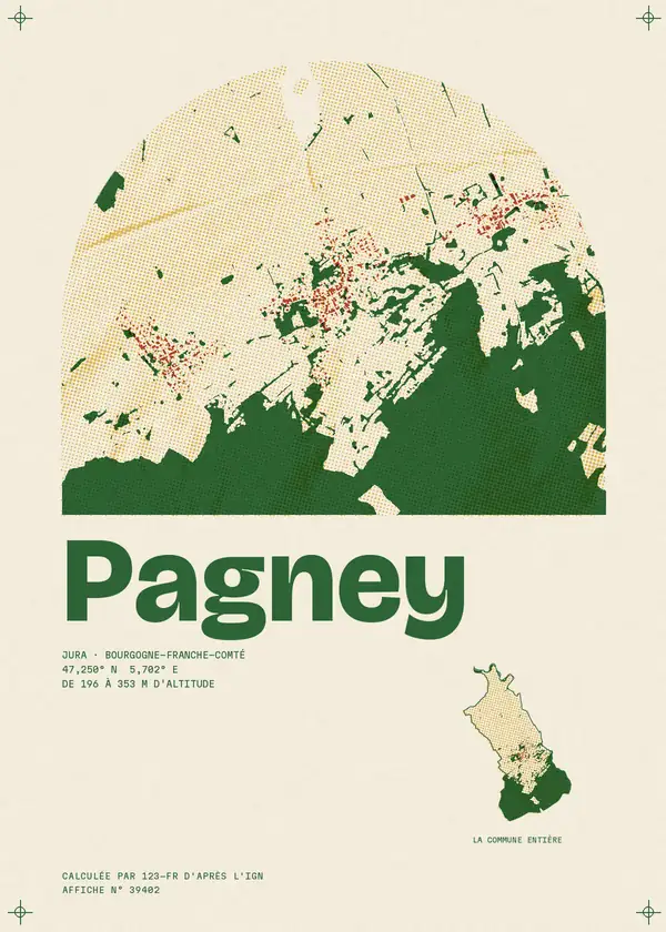 Affiche de Pagney, calculée par 123-fr d'après l'IGN