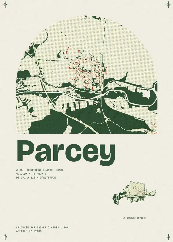 Affiche de Parcey, calculée par 123-fr d'après l'IGN