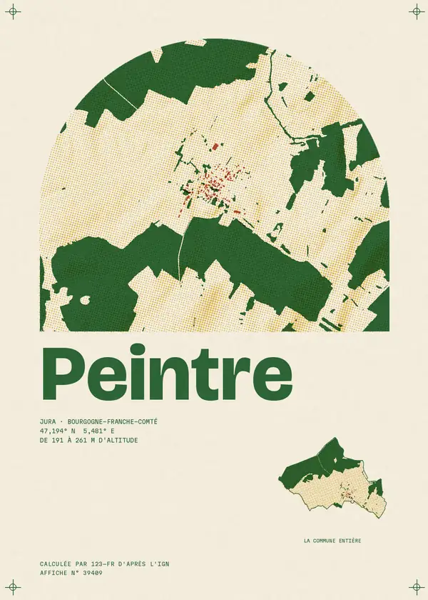 Affiche de Peintre, calculée par 123-fr d'après l'IGN
