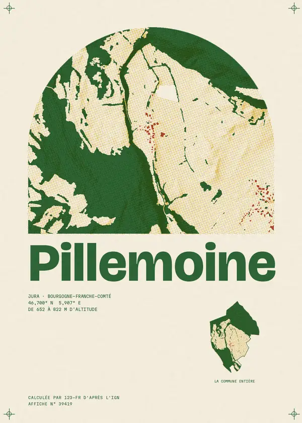 Affiche de Pillemoine, calculée par 123-fr d'après l'IGN