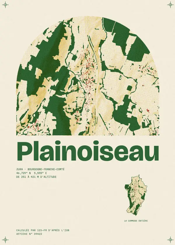 Affiche de Plainoiseau, calculée par 123-fr d'après l'IGN