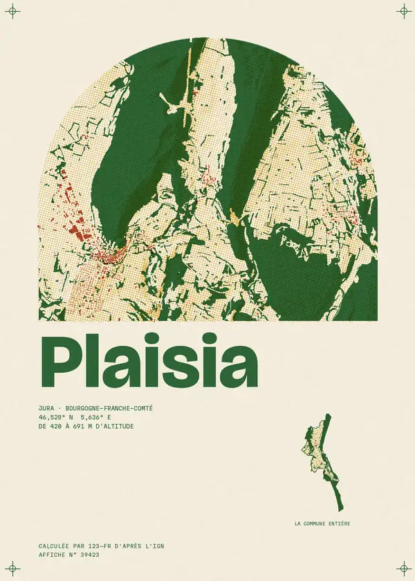 Affiche de Plaisia, calculée par 123-fr d'après l'IGN