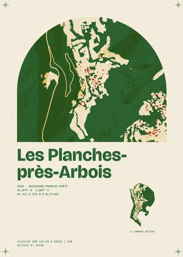 Affiche de Les Planches-près-Arbois, calculée par 123-fr d'après l'IGN