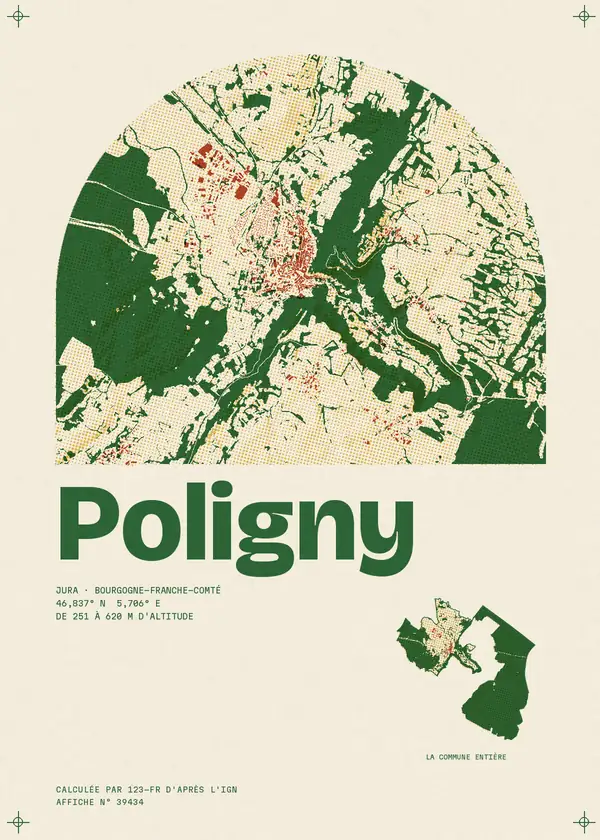 Affiche de Poligny, calculée par 123-fr d'après l'IGN