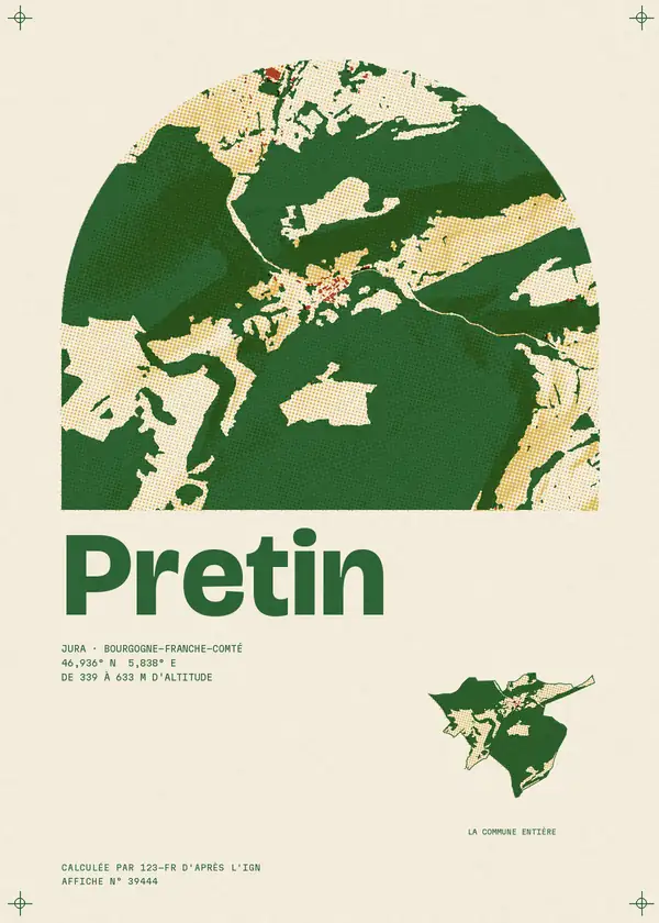 Affiche de Pretin, calculée par 123-fr d'après l'IGN