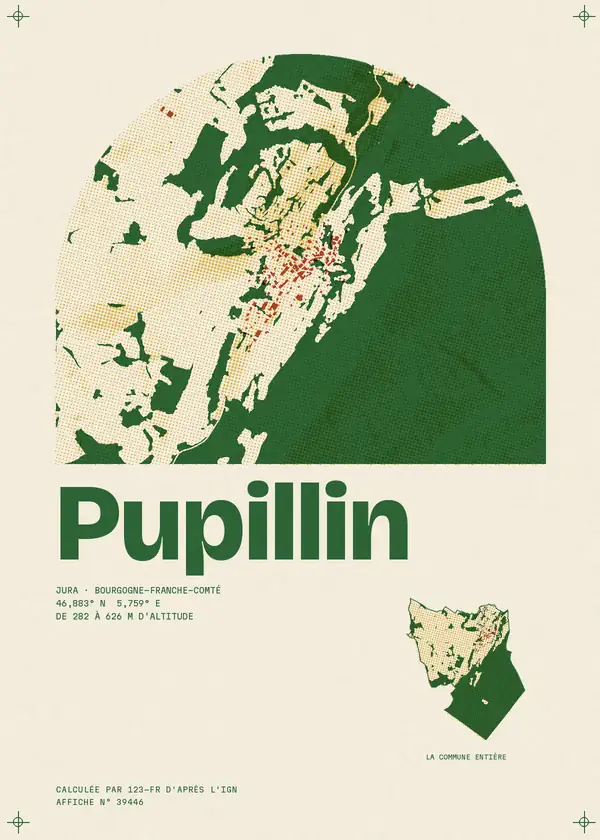 Affiche de Pupillin, calculée par 123-fr d'après l'IGN
